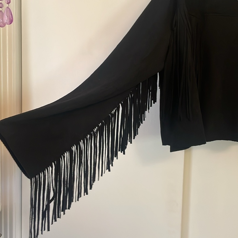 open front faux suede jacket